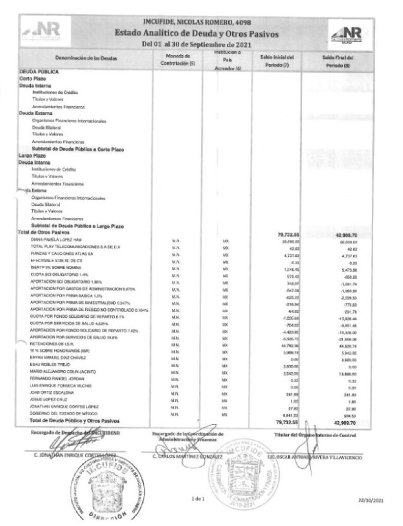 thumbnail of Estado Analitico de la Deuda y Otros Pasivos