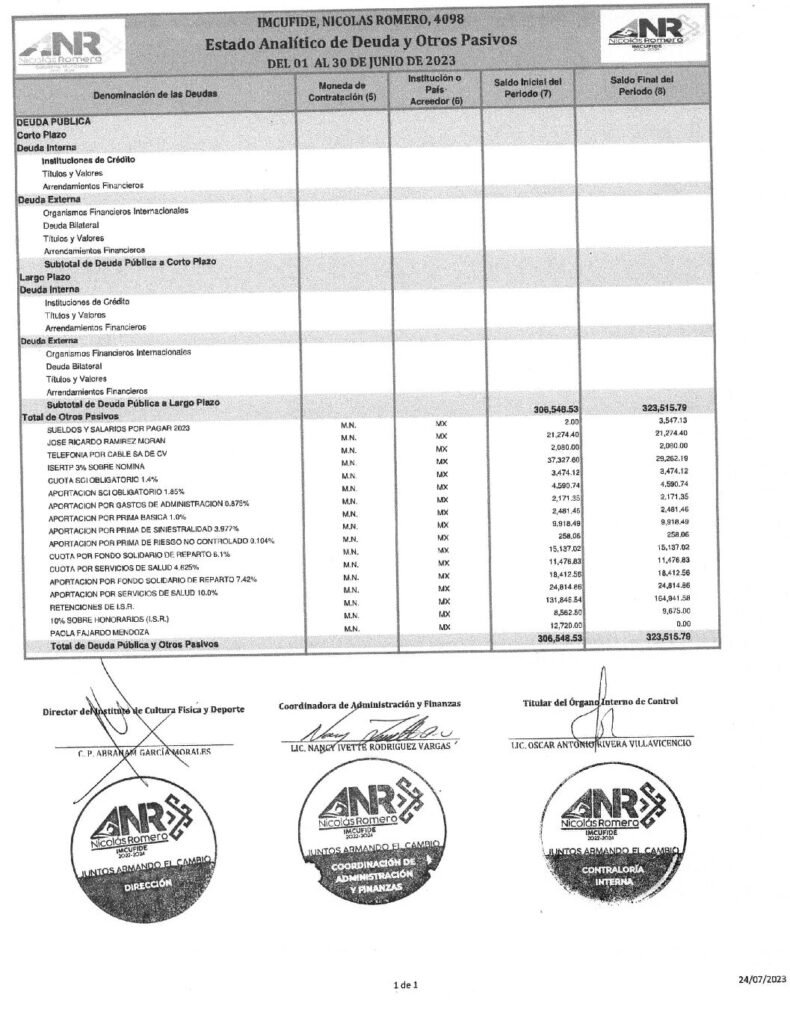 thumbnail of Estado Analítico de la Deuda y Otros Pasivos