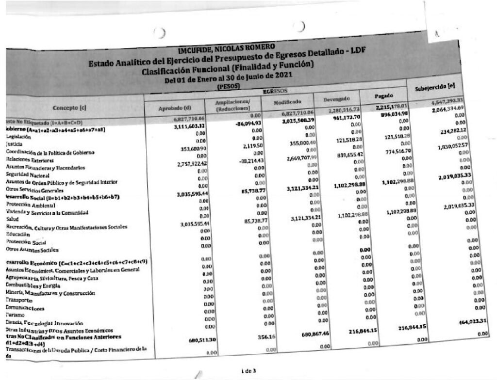 thumbnail of Estado Analitico del Ejercicio del Presupuesto de Egresos Detallado-LDF Clasificacion Funcional