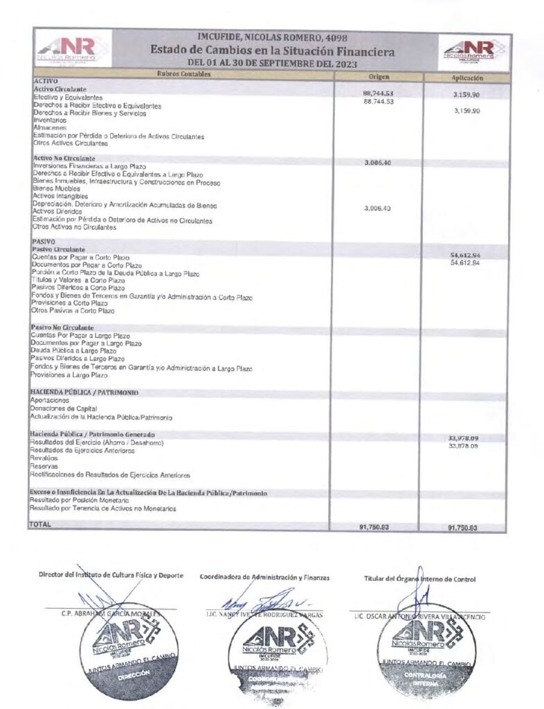 thumbnail of Estado de Cambios en la Situación Financiera