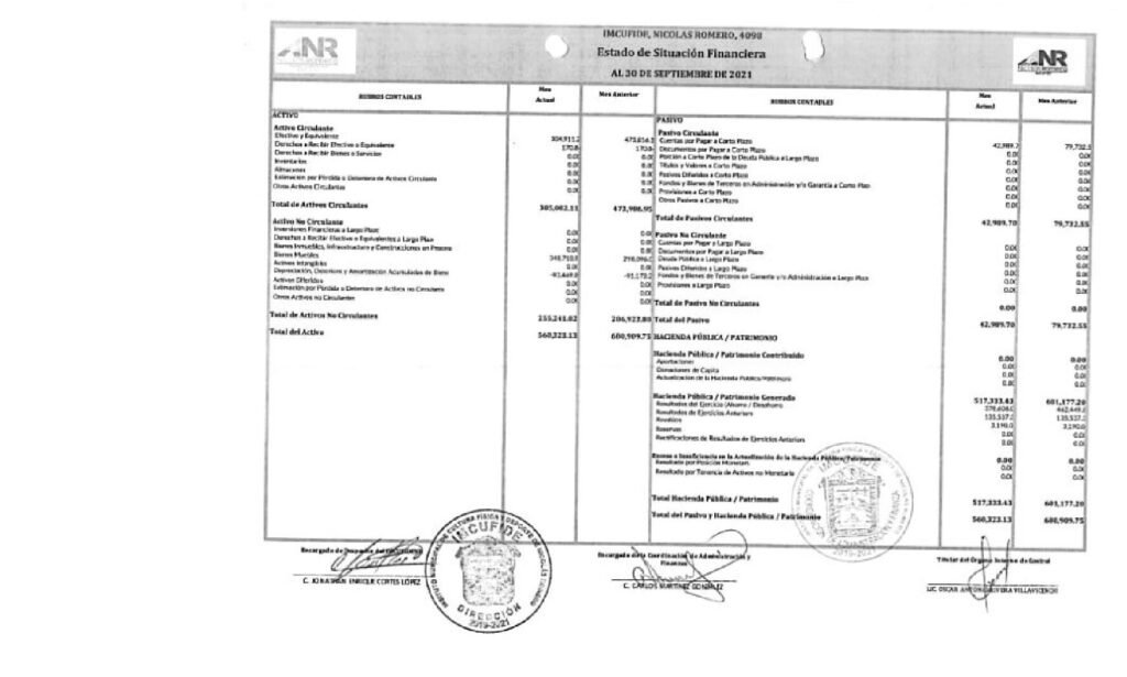 thumbnail of Estado de Situación Financiera