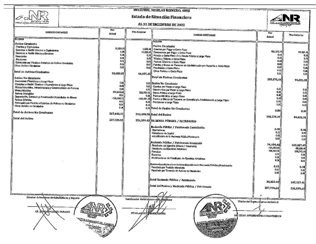 thumbnail of Estado de Situación Financiera