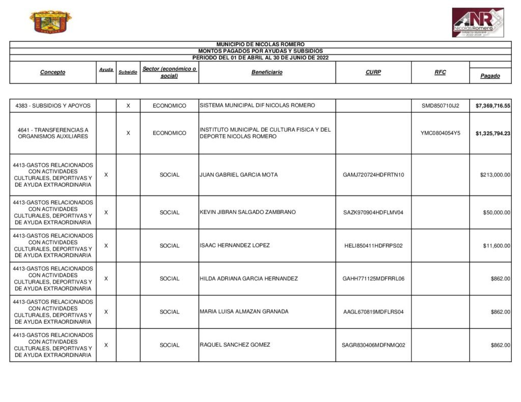 thumbnail of Norma de Información de Montos Pagados por Ayudas y Subsidios