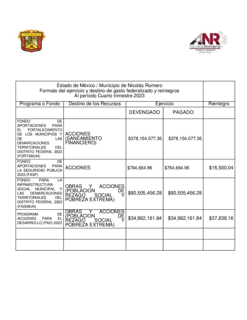 thumbnail of Norma de Información del Formato del Ejercicio y Destino de Gasto Federalizado y Reintegros