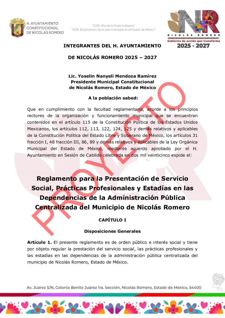 thumbnail of Reglamento para la Presentación de Servicio Social Prácticas Profesionales y Estadías en las Dependencias de la Administración Pública Centralizada d