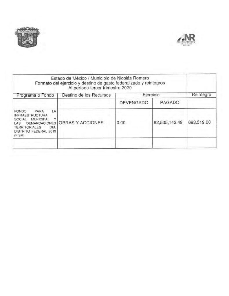 thumbnail of Formato del Ejercicio y Destino de Gasto Federalizado y Reintegros
