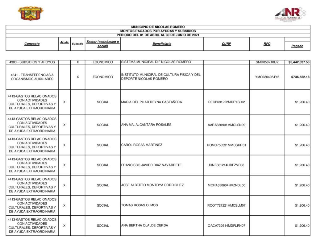 thumbnail of Norma de Información de Montos Pagados por Ayudas y Subsidios