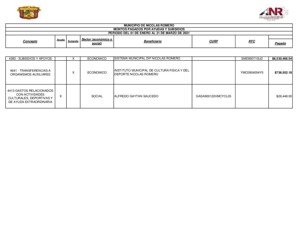 thumbnail of Norma de Información de Montos Pagados por Ayudas y Subsidios