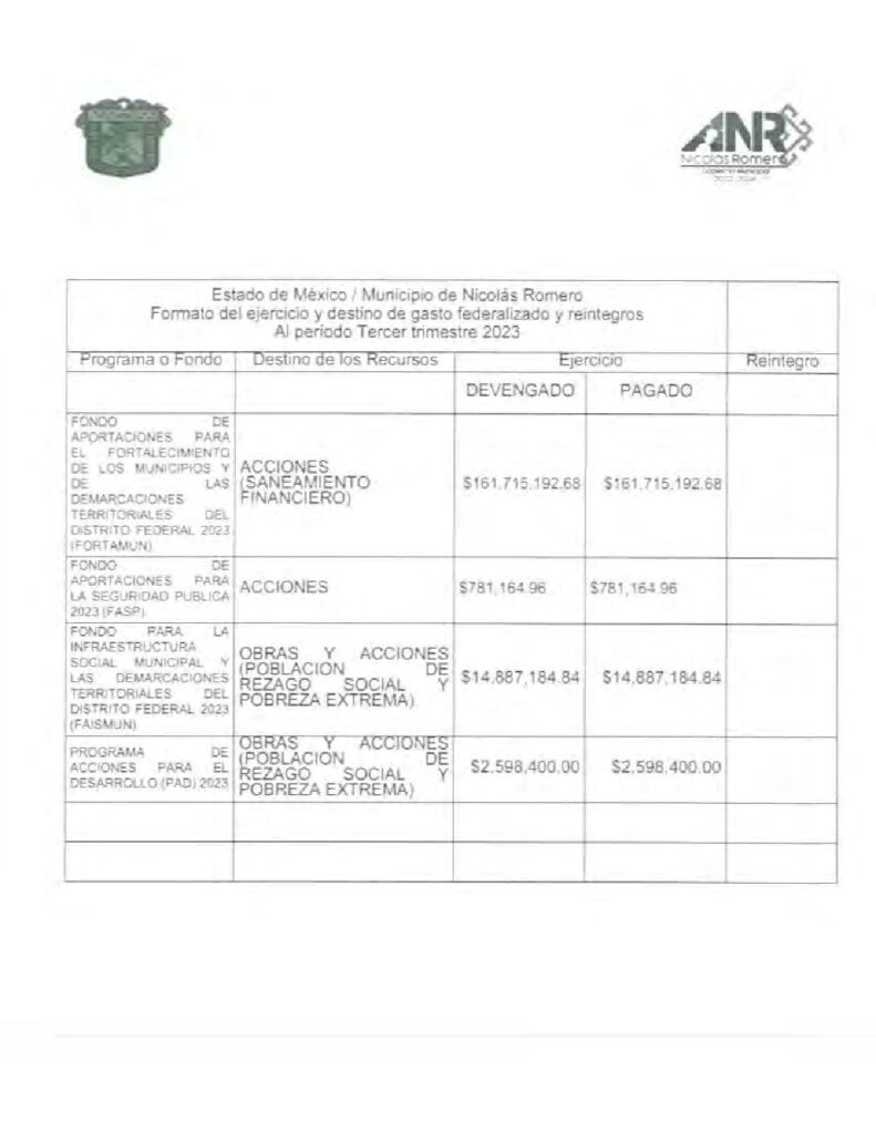 thumbnail of Norma de Información del Formato del Ejercicio y Destino de Gasto Federalizado y Reintegros