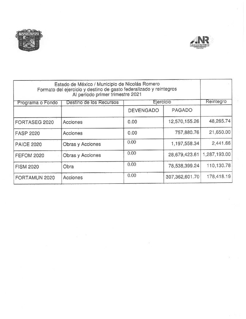 thumbnail of Norma de Información del Formato del Ejercicio y Destino de Gasto Federalizado y Reintegros