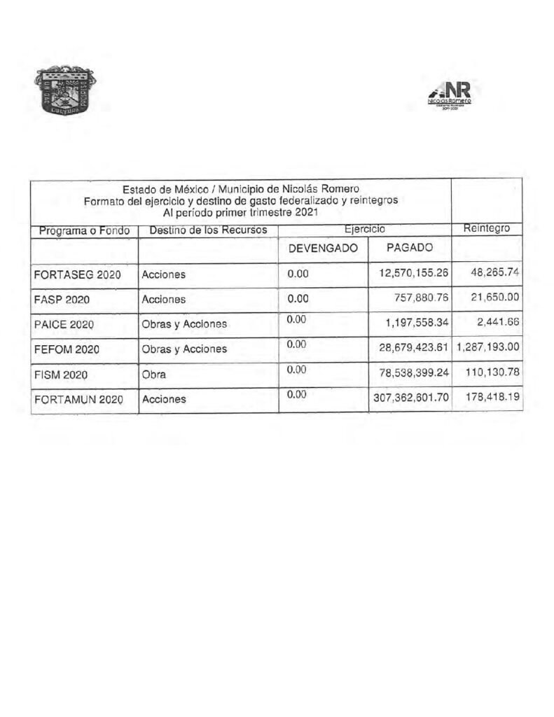 thumbnail of Norma de Información del Formato del Ejercicio y Destino de Gasto Federalizado y Reintegros