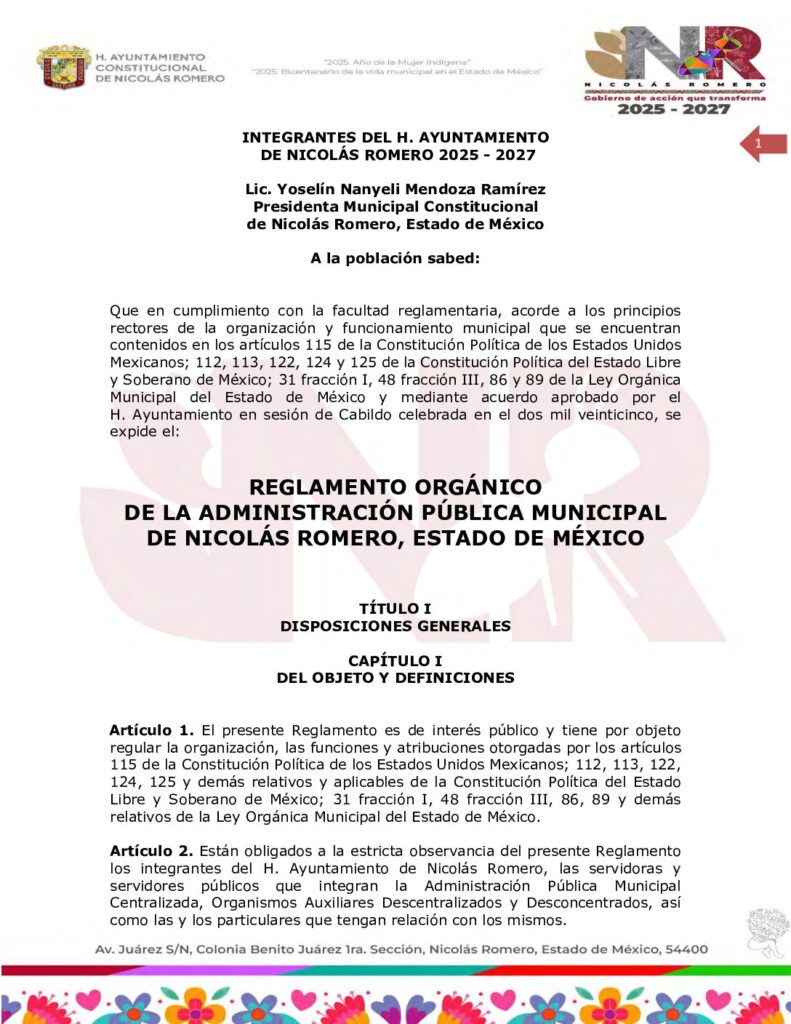 thumbnail of 2 Reglamento Organico de la Administración Pública Municipal de Nicolás Romero