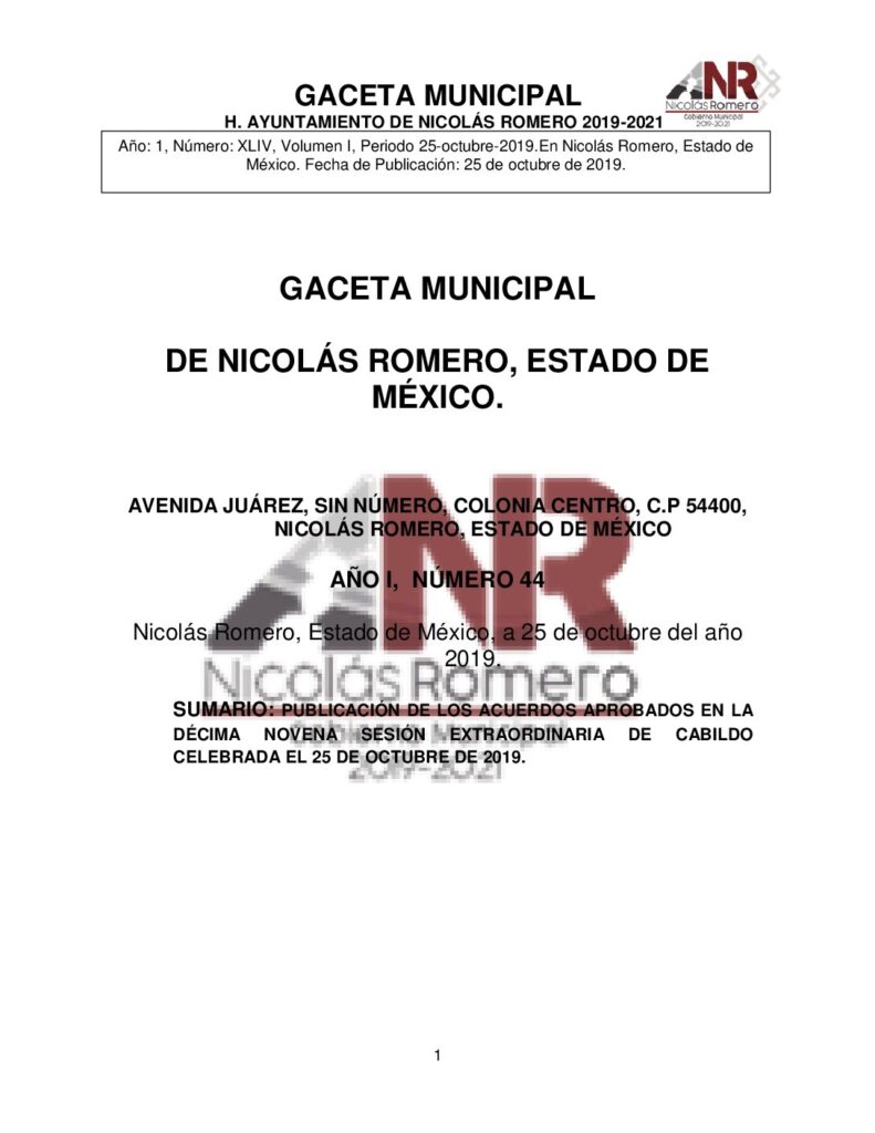 thumbnail of 12.- GACETA 44 25-octubre-2019(REFORMAS AL REGLAMENTO DE HONOR Y JUSTICIA)