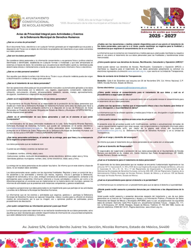 thumbnail of Actividades y eventos de la Defensoría Municipal de Derechos Humanos