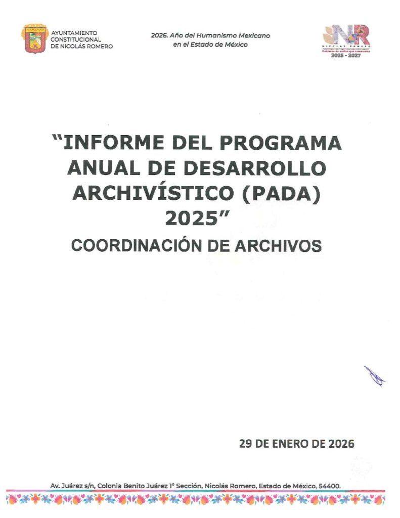 thumbnail of Informe del Programa Anual de Desarrollo Archivístico (PADA) 2025