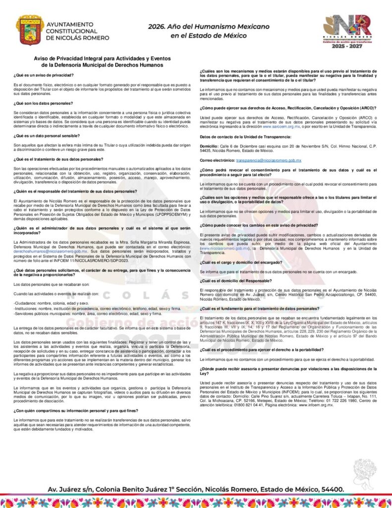 thumbnail of Actividades y eventos de la Defensoría Municipal de Derechos Humanos