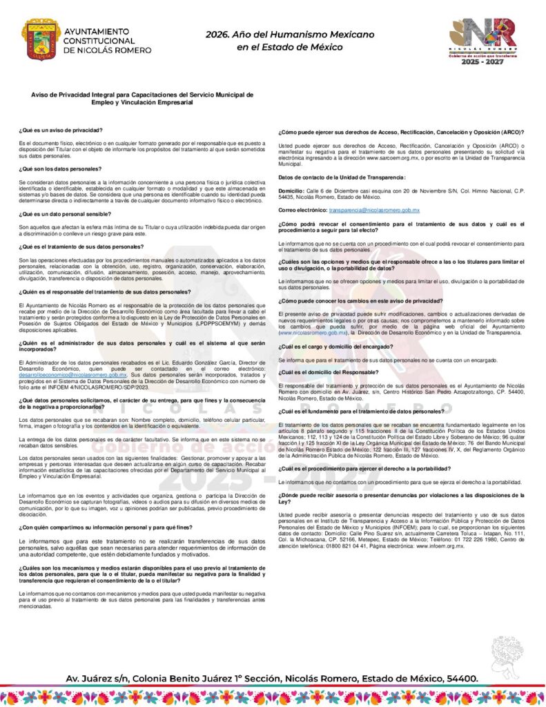 thumbnail of Capacitaciones del Servicio Municipal de Empleo y Vinculación Empresarial