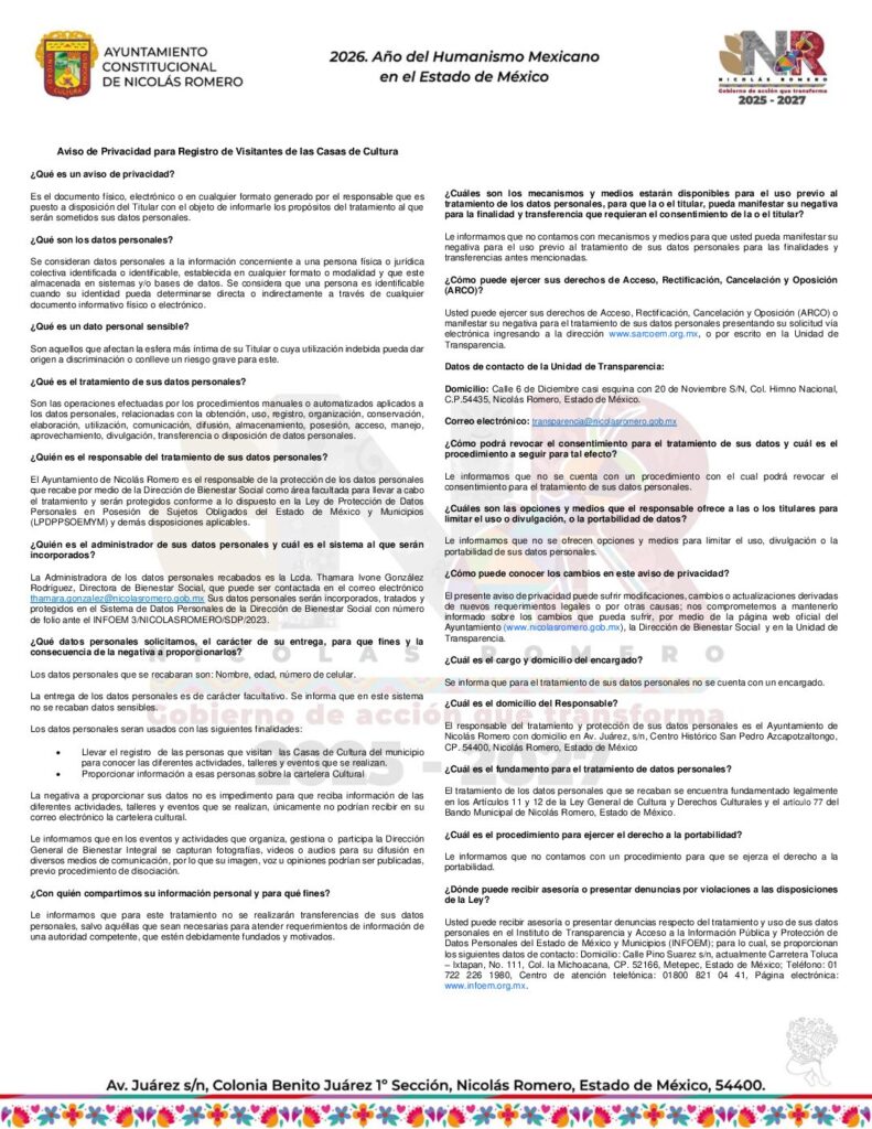 thumbnail of Registro de visitantes de las Casas de Cultura