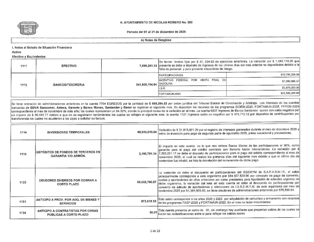 thumbnail of 4. Notas a los Estados Financieros