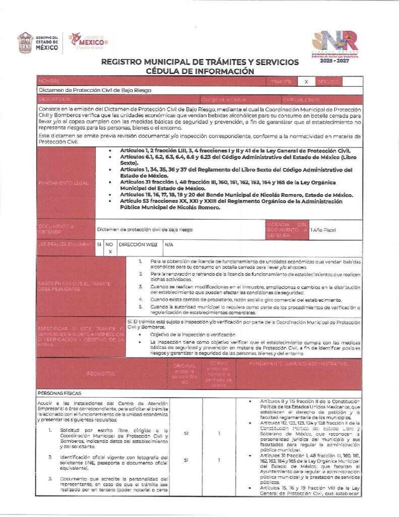 thumbnail of 10- Dictamen de Protección Civil de Bajo Riesgo