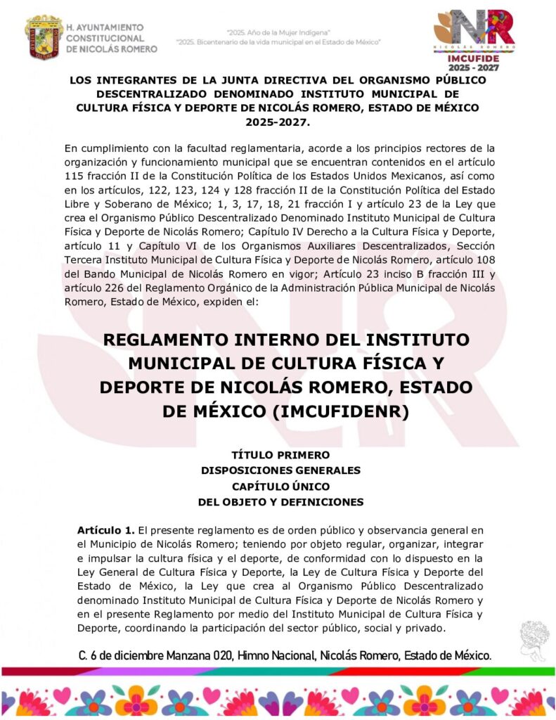 thumbnail of REGLAMENTO INTERNO DEL IMCUFIDENR 2025-2027