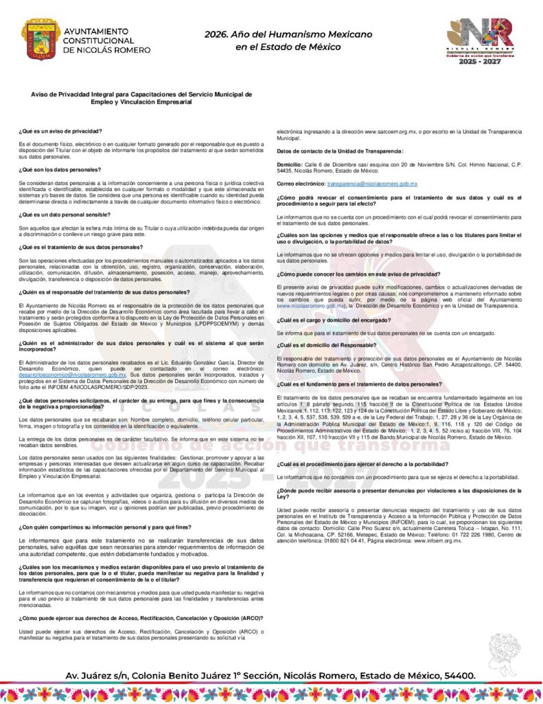 thumbnail of Capacitaciones del Servicio Municipal de Empleo y Vinculación Empresarial