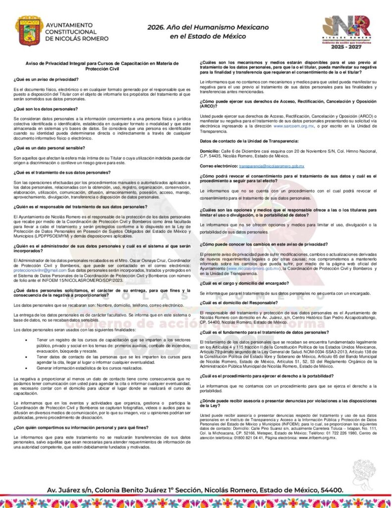 thumbnail of Cursos de capacitación en materia de protección civil