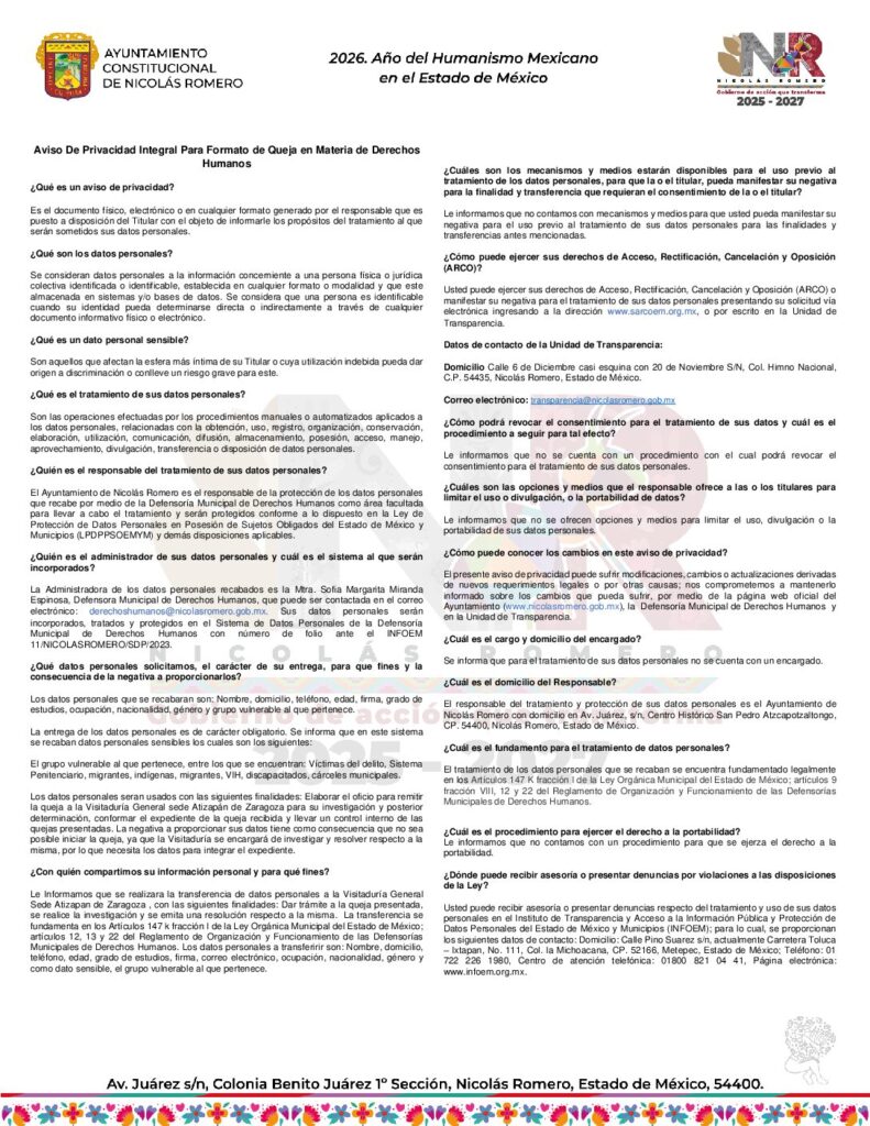 thumbnail of Queja en materia de derechos humanos